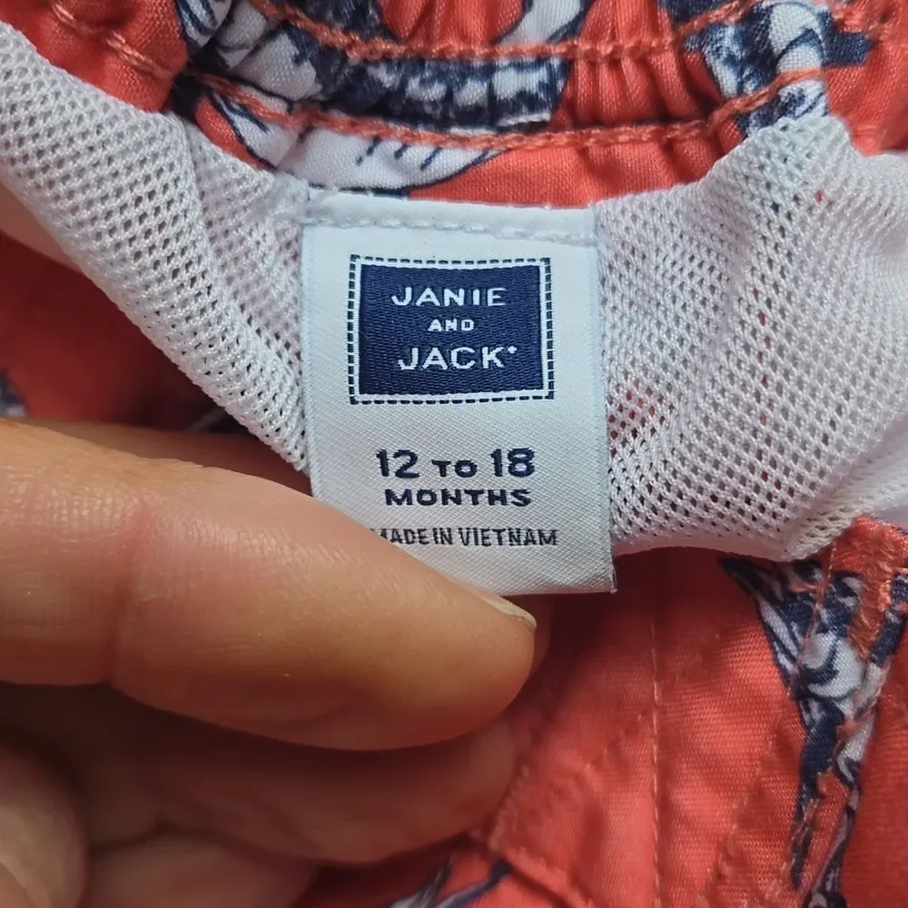 Janie and Jack Coral Swim Shorts, size 12-18 months